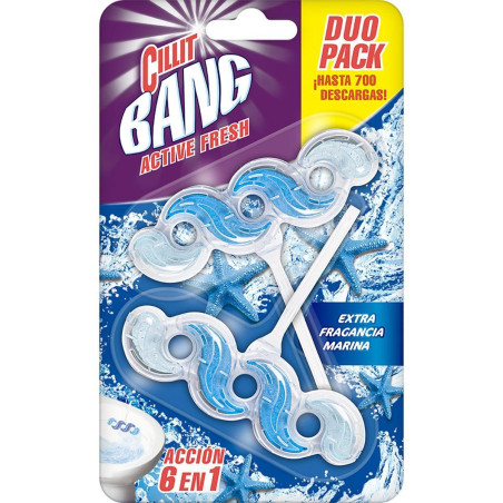 BLÍSTER 2 COLGADORES WC CILLIT BANG 6 EN 1 ACTIVE FRESH MARINO
