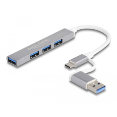 64214 HUB DE INTERFAZ USB 3.2 GEN 1 (3.1 GEN 1) TYPE-A + TYPE-C 5000 MBIT/S PLATA