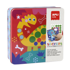 CAJA METÁLICA APLI KIDS STICKERS GAME "DINO"