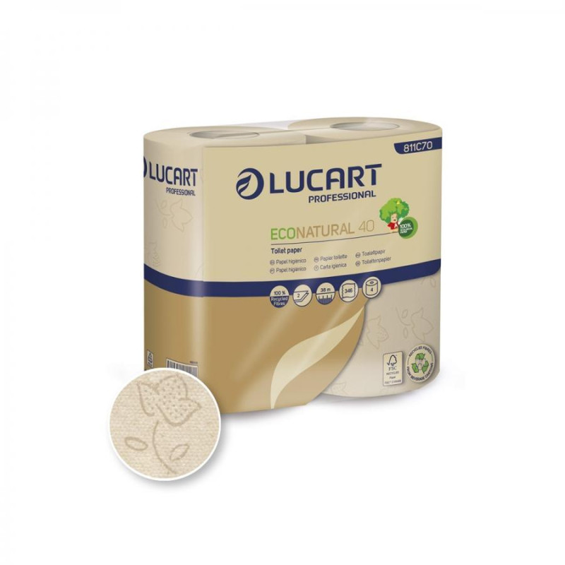 PACK 4 ROLLO PAPEL HIGIÉNICO LUCART ECONATURAL 40 PACK 4 ROLLO PAPEL HIGIÉNICO LUCART ECONATURAL 40