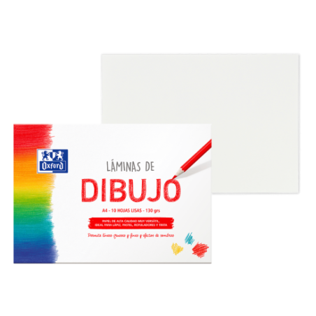 SOBRE 10 LÁMINAS DIBUJO OXFORD ESCOLAR A4 130Gr