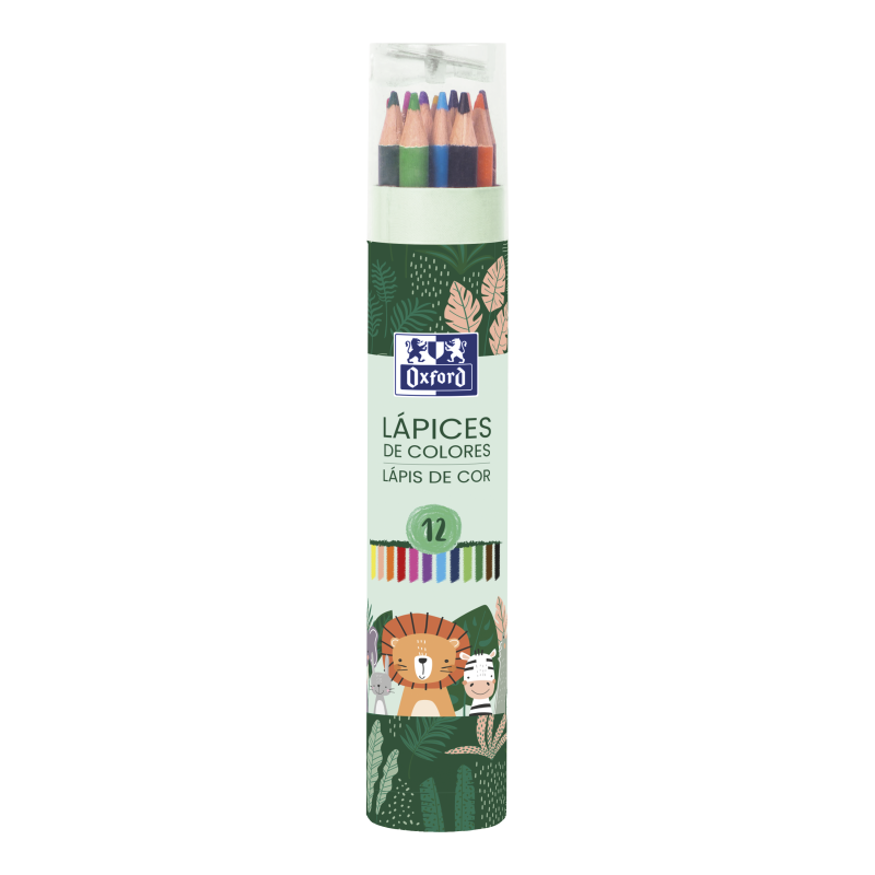 TUBO 12 LÁPICES DE COLORES OXFORD KIDS ANIMALS BESTIES TUBO 12 LÁPICES DE COLORES OXFORD KIDS ANIMALS BESTIES