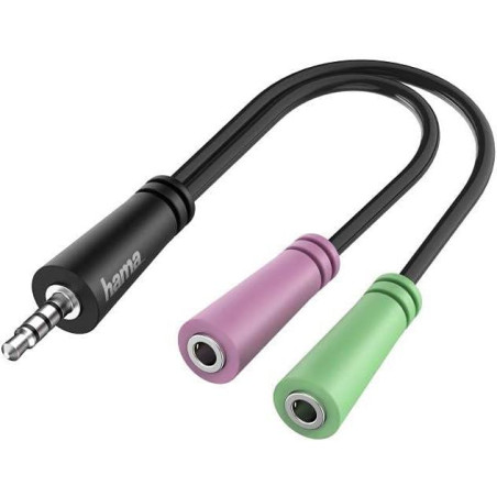 CABLE ADAPTADOR HAMA JACK MACHO A 2 JACK HEMBRA 3,5mm