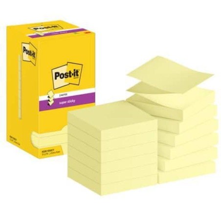 PACK 12 BLOC NOTAS POST-IT SUPER STICKY Z-NOTAS 76 x 76 mm
