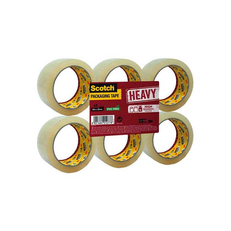 PACK 6 ROLLOS CINTA EMBALAR SCOTCH 371 50mmx66m