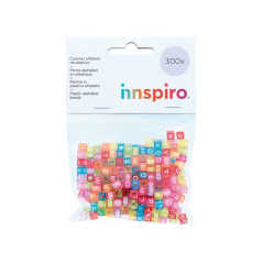 BOLSA 300 ABALORIOS EN CUBO INNSPIRO ABECEDARIO 6x6mm