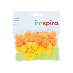 BOLSA 50 POMPONES ACRÍLICOS INNSPIRO Ø25mm CON TUBO
