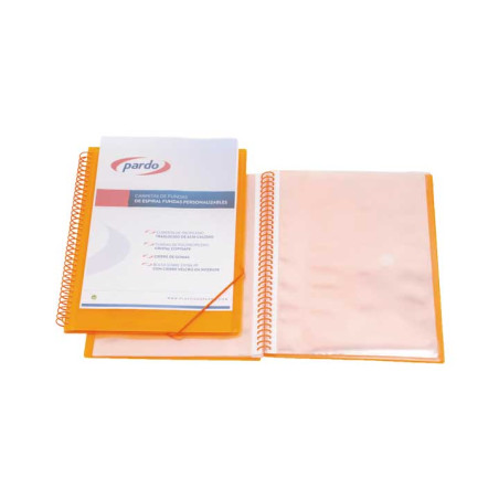 CARPETA DE ESPIRAL PARDO 50 FUNDAS CON GOMAS