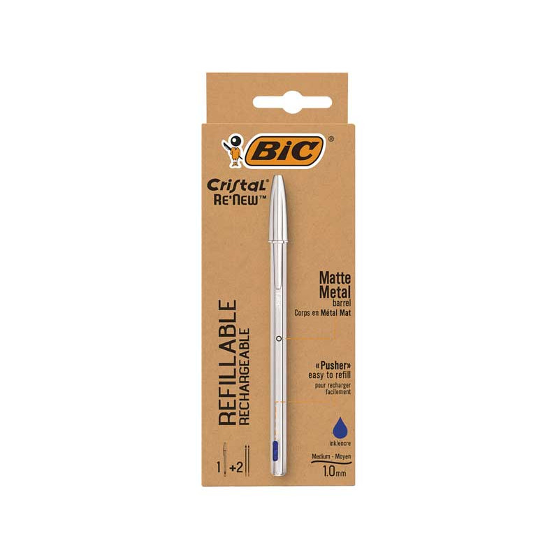 PACK BOLIGRAFO BIC CRISTAL RE`NEW + 2 RECAMBIOS