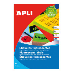 PACK 20h ETIQUETAS APLI FLUORESCENTES CANTOS RECTOS