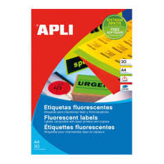 CAJA 20h ETIQUETAS APLI FLUORESCENTES 64x33,9mm