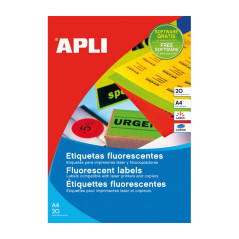 CAJA 20h ETIQUETAS APLI FLUORESCENTES 64x33,9mm