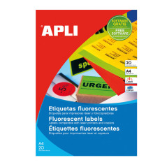 CAJA 20h ETIQUETAS APLI FLUORESCENTES 64x33,9mm