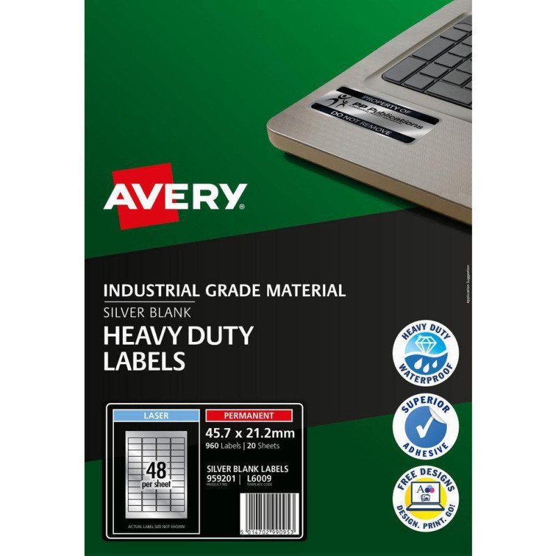 CAJA 20h ETIQUETAS POLIÉSTER AVERY 45,7x21,2mm