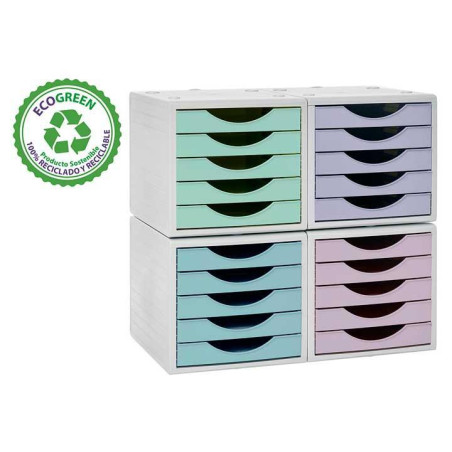 MÓDULO ARCHIVO 2000 5 CAJONES PASTEL ECOGREEN