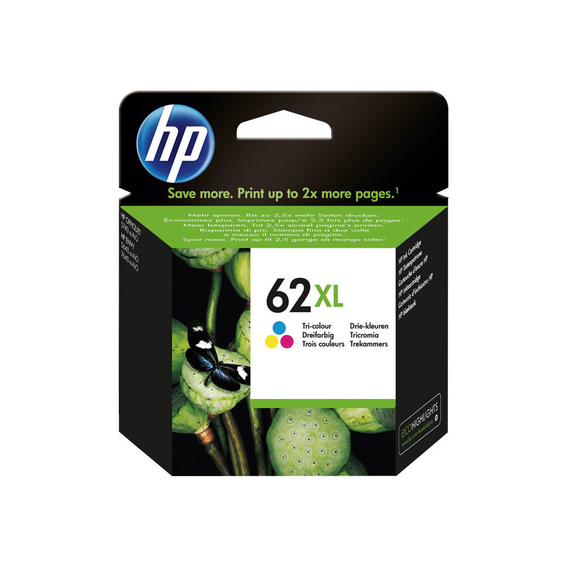 CARTUCHO DE TINTA ORIGINAL HP 62XL DE ALTA CAPACIDAD