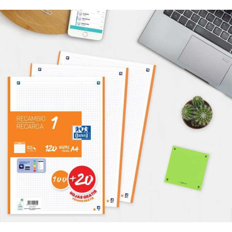 RECAMBIO OXFORD CLASSIC COLOR 1 A4 100h+20h 5x5
