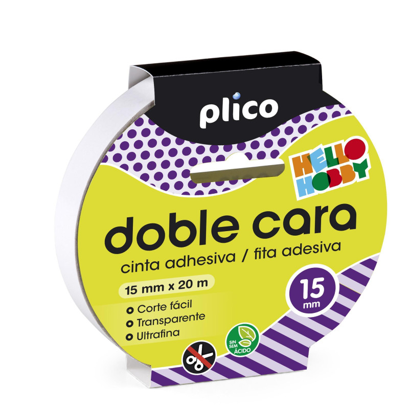 CINTA ADHESIVA PLICO DOBLE CARA 15mm x 20m CINTA ADHESIVA PLICO DOBLE CARA 15mm x 20m