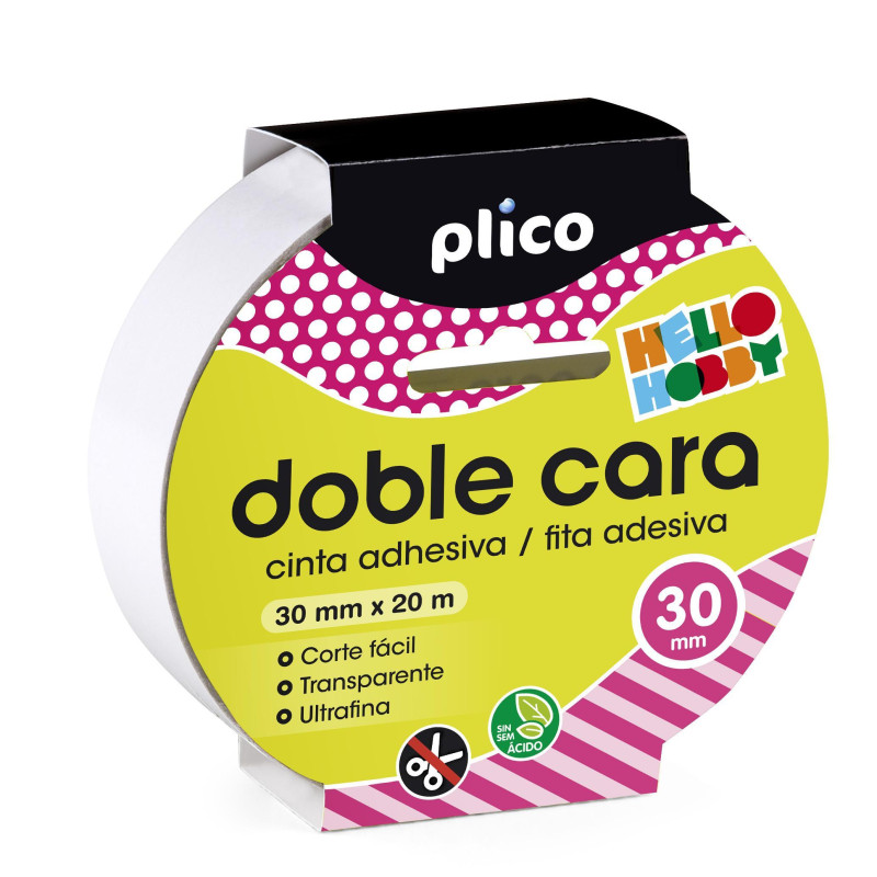 CINTA ADHESIVA PLICO DOBLE CARA 30mm x 20m