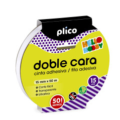 CINTA ADHESIVA PLICO DOBLE CARA 15mm x 50m