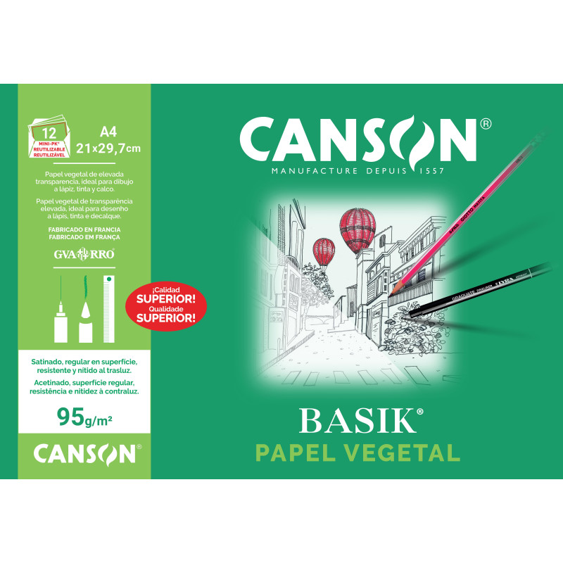 MINIPACK 12h LÁMINAS CANSON DE PAPEL VEGETAL A4 MINIPACK 12h LÁMINAS CANSON DE PAPEL VEGETAL A4