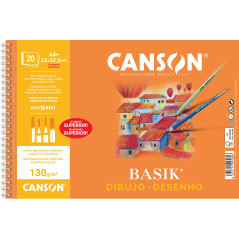 BLOC 20h CANSON DE DIBUJO BASIK 130gr A4+ MICROPERFORADO CON TALADROS