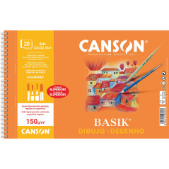 BLOC 20h CANSON DE DIBUJO BASIK 150gr A4+ MICROPERFORADO LISO