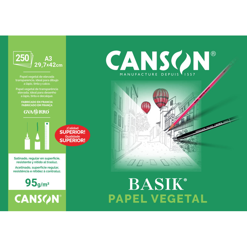 PACK 250h LÁMINAS CANSON DE PAPEL VEGETAL A3