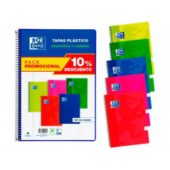 PACK 5 CUADERNOS OXFORD "CLASSIC" Fº TAPAS PLÁSTICO COLORES VIVOS