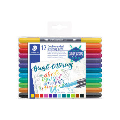 ESTUCHE 12 ROTULADORES STAEDTLER BRUSH LETTER DUO 3004