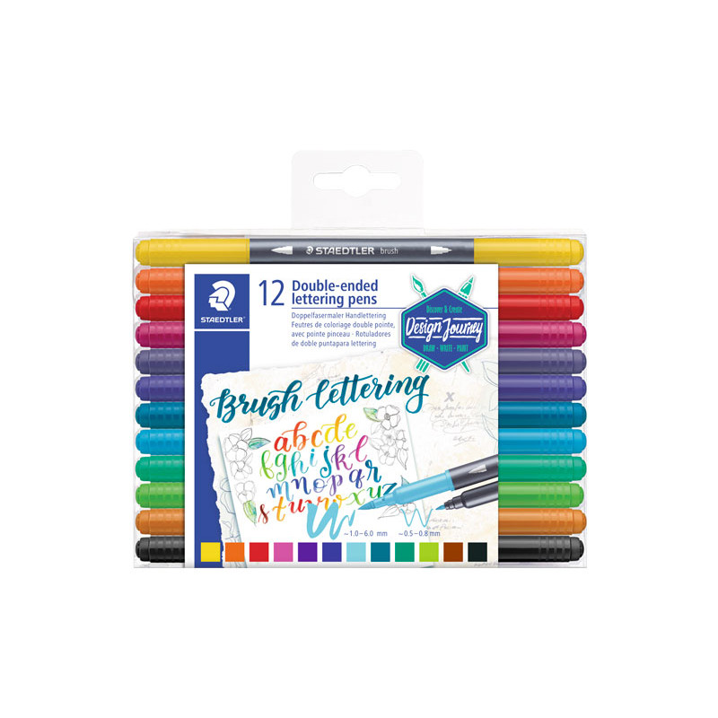 ESTUCHE 12 ROTULADORES STAEDTLER BRUSH LETTER DUO 3004