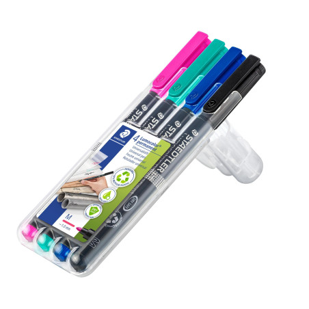 ESTUCHE 4 ROTULADORES STAEDTLER LUMOCOLOR PERMANENTE 317 1mm SURTIDO 2