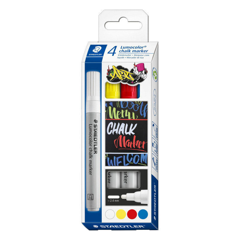 ESTUCHE 4 ROTULADORES STAEDTLER LUMOCOLOR CHALK MARKER ESTUCHE 4 ROTULADORES STAEDTLER LUMOCOLOR CHALK MARKER