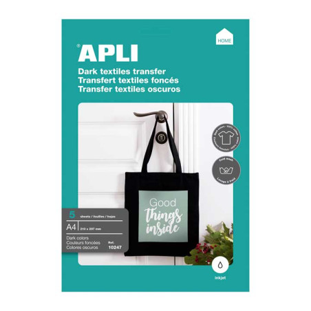 PAQUETE 5h PAPEL TRANSFER APLI TEJIDOS OSCUROS