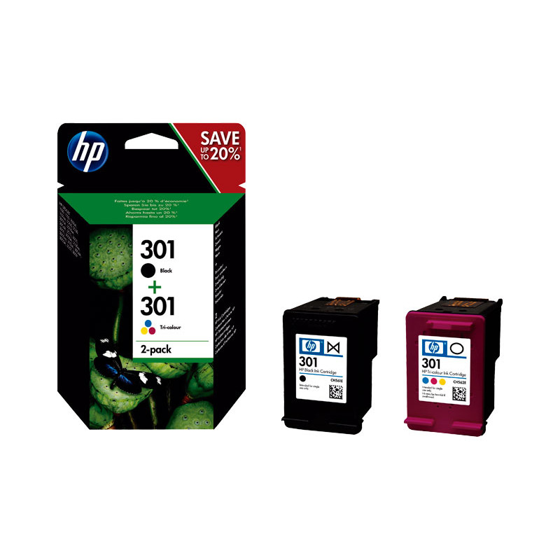 PACK DE AHORRO DE 2 CARTUCHOS DE TINTA ORIGINAL HP 301 PACK DE AHORRO DE 2 CARTUCHOS DE TINTA ORIGINAL HP 301