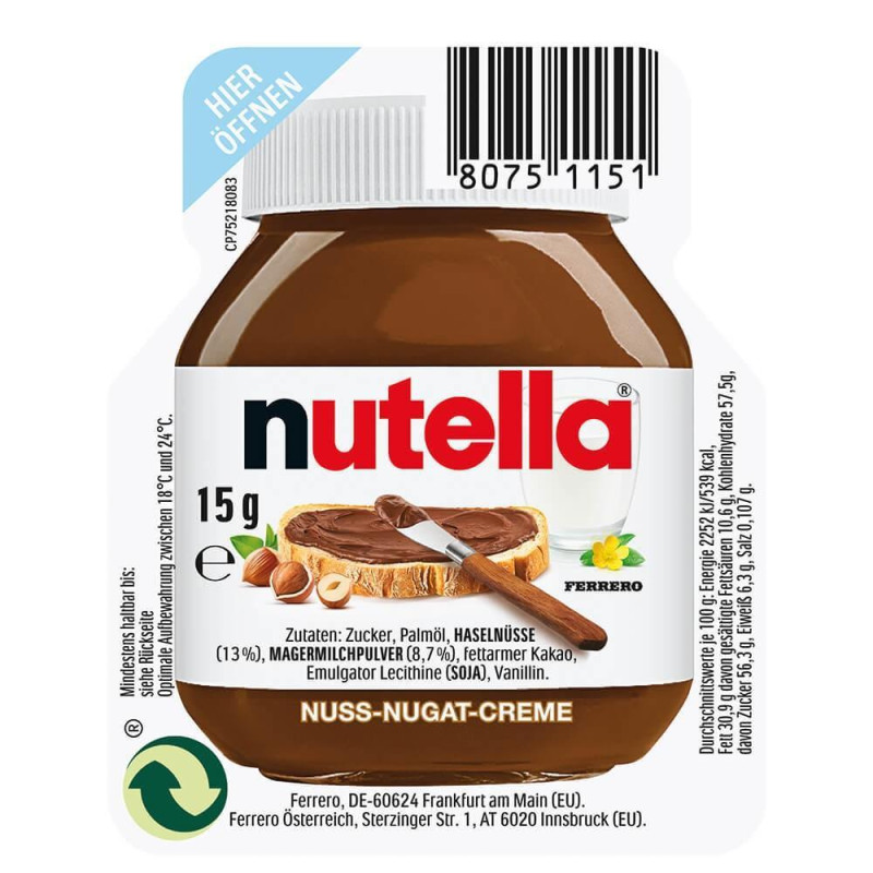 CAJA 120 TARRINAS NUTELLA 15gr CAJA 120 TARRINAS NUTELLA 15gr