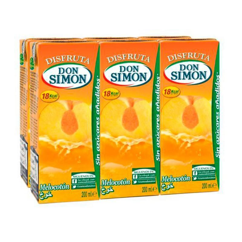 PACK 6 BRICKS ZUMO DE MELOCOTÓN DON SIMÓN 200ml SIN AZÚCAR PACK 6 BRICKS ZUMO DE MELOCOTÓN DON SIMÓN 200ml SIN AZÚCAR