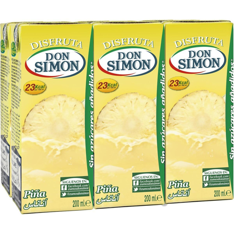 PACK 6 BRICKS ZUMO DE PIÑA DON SIMÓN 200ml SIN AZÚCAR PACK 6 BRICKS ZUMO DE PIÑA DON SIMÓN 200ml SIN AZÚCAR