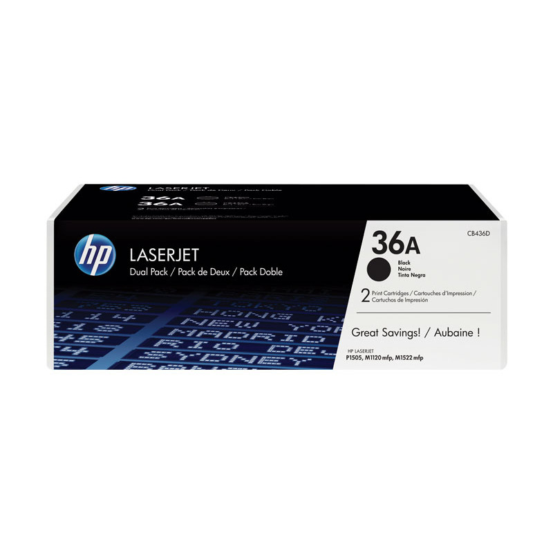 PACK DE AHORRO DE 2 CARTUCHOS DE TÓNER ORIGINAL LASERJET HP 36A PACK DE AHORRO DE 2 CARTUCHOS DE TÓNER ORIGINAL LASERJET HP 36A