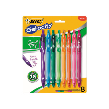 BLÍSTER 8 ROLLERS BIC GELOCITY QUICK DRY