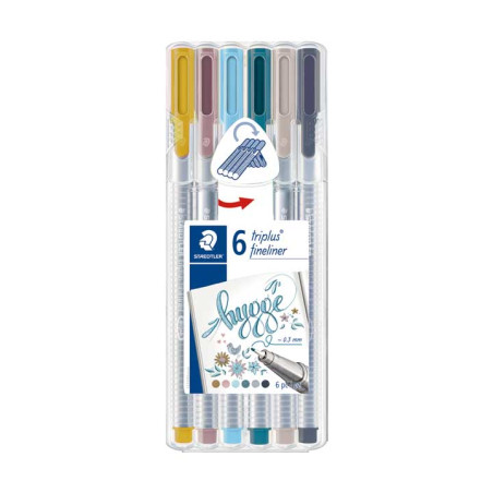 ESTUCHE 6 ROTULADORES STAEDTLER TRIPLUS FINELINER 334 PASTEL