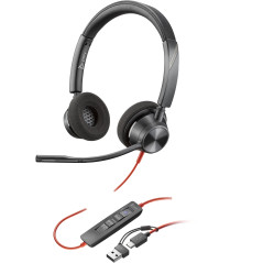 AURICULARES ESTÉREO BLACKWIRE 3320 CON CERTIFICACIÓN MICROSOFT TEAMS USB-C + ADAPTADOR USB-C/A