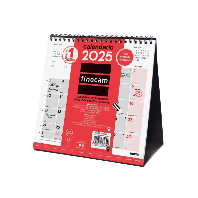 CALENDARIO SOBREMESA 2025 FINOCAM "NEUTRO ESCRIBIR CON PESTAÑAS S