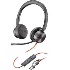 AURICULARES ESTÉREO BLACKWIRE 8225 CON CERTIFICACIÓN MICROSOFT TEAMS USB-C + ADAPTADOR USB-C/A