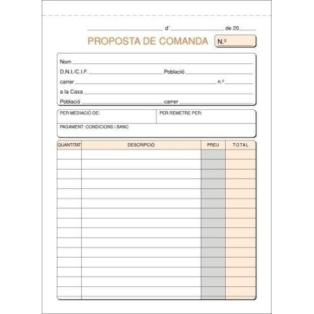 TALONARIO LOAN PEDIDOS 4º TRIPLE AUTOCOPIA CATALÁN