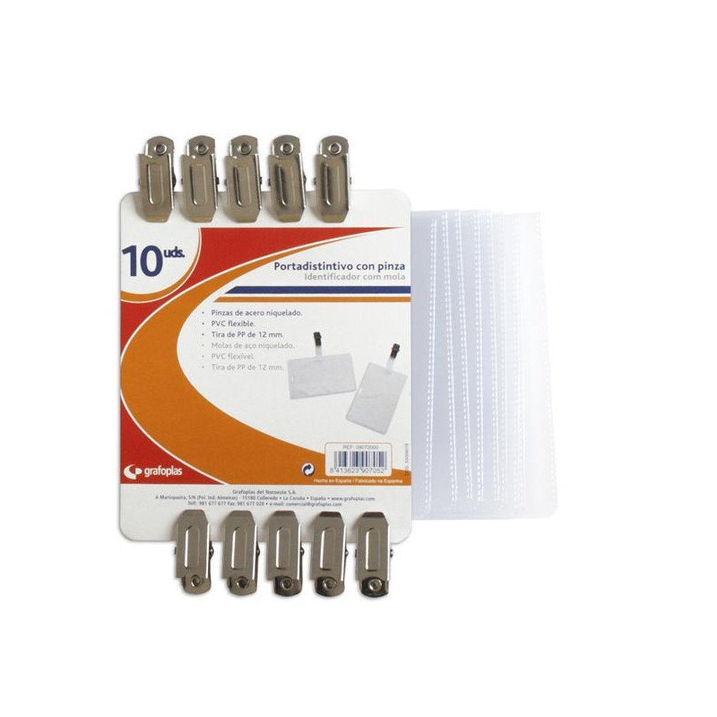 BOLSA 10 PORTADISTINTIVOS GRAFOPLAS CON PINZA BOLSA 10 PORTADISTINTIVOS GRAFOPLAS CON PINZA