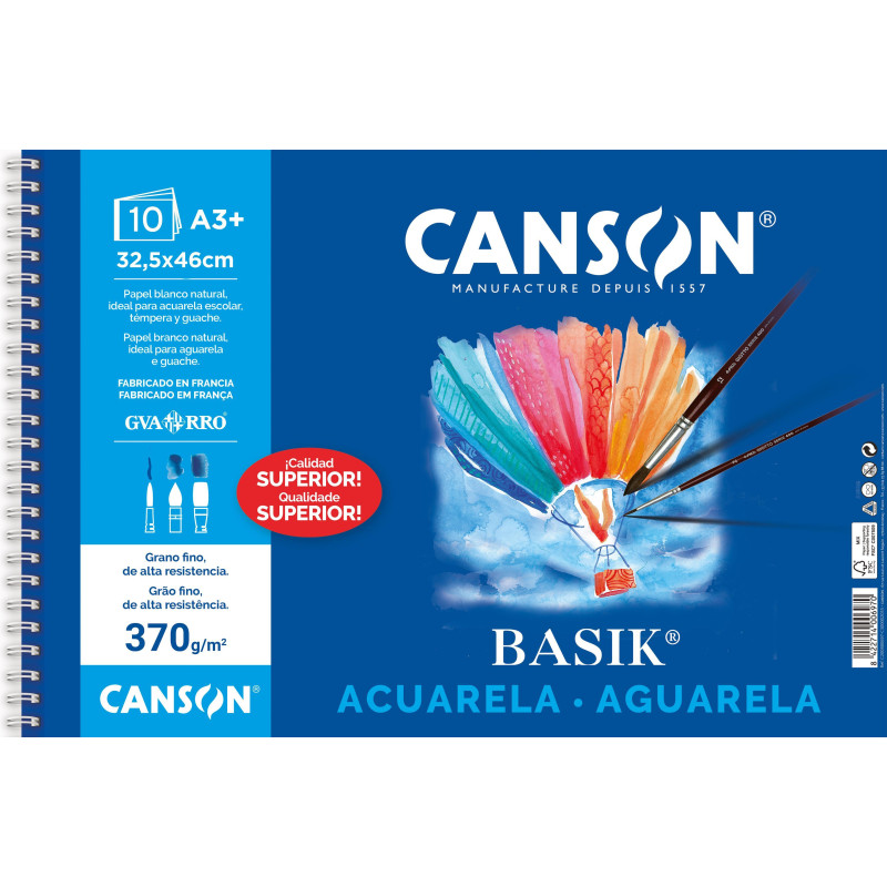 BLOC 10h CANSON PARA ACUARELA BASIK A3+ BLOC 10h CANSON PARA ACUARELA BASIK A3+