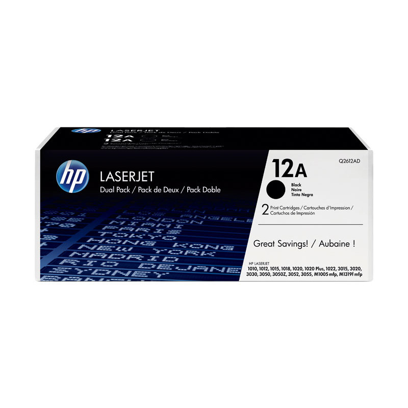 PACK DE AHORRO DE 2 CARTUCHOS DE TÓNER ORIGINAL LASERJET 12A PACK DE AHORRO DE 2 CARTUCHOS DE TÓNER ORIGINAL LASERJET 12A