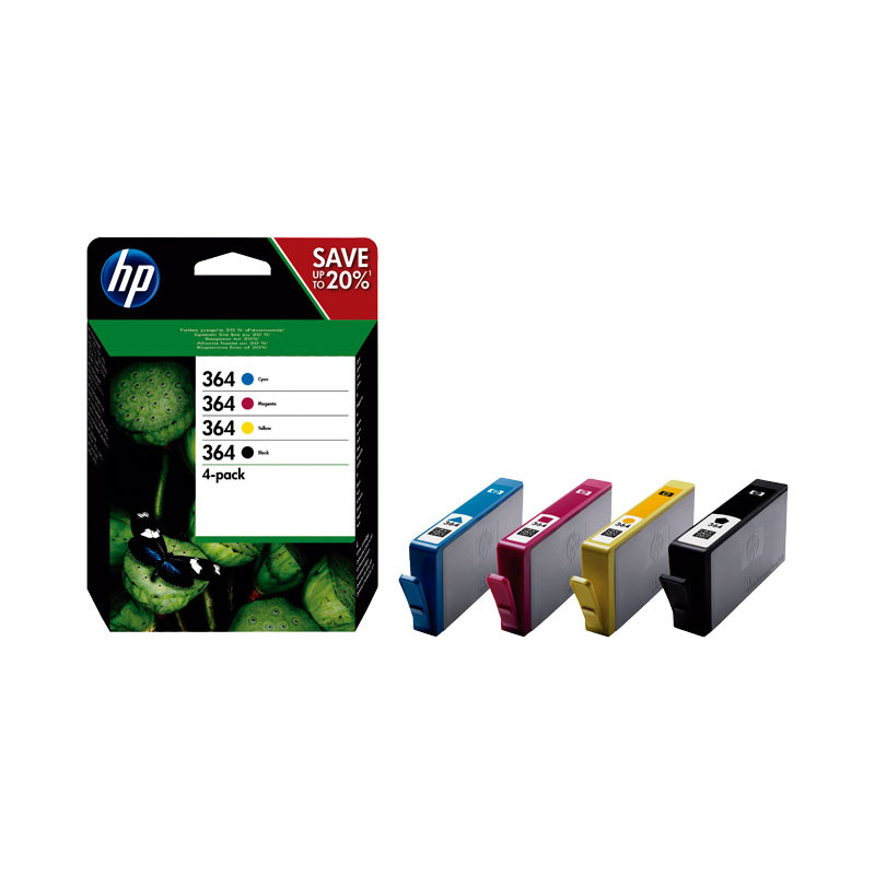 PACK DE AHORRO DE 4 CARTUCHOS DE TINTA ORIGINAL HP 364 NEGRO/CIAN/MAGENTA/AMARILLO PACK DE AHORRO DE 4 CARTUCHOS DE TINTA ORIGINAL HP 364 NEGRO/CIAN/MAGENTA/AMARILLO