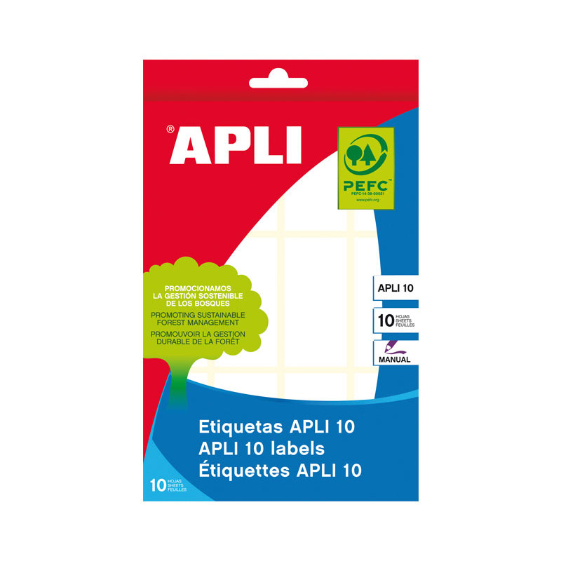 BLÍSTER 10h ETIQUETAS APLI 26x54mm BLÍSTER 10h ETIQUETAS APLI 26x54mm